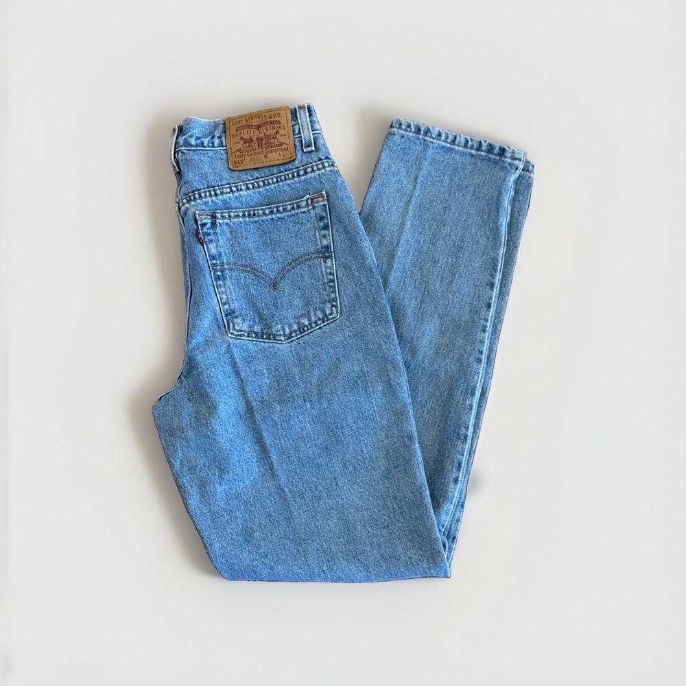 Vintage Levis 512 Jeans Mens 28x32 Slim Fit Tapered Leg Blue Denim 90s Mexico